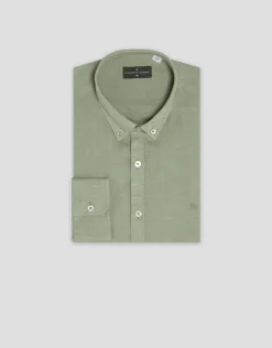 Camisa sport regular lino verde caqui