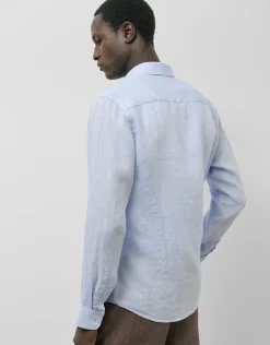 Camisa sport regular lino celeste