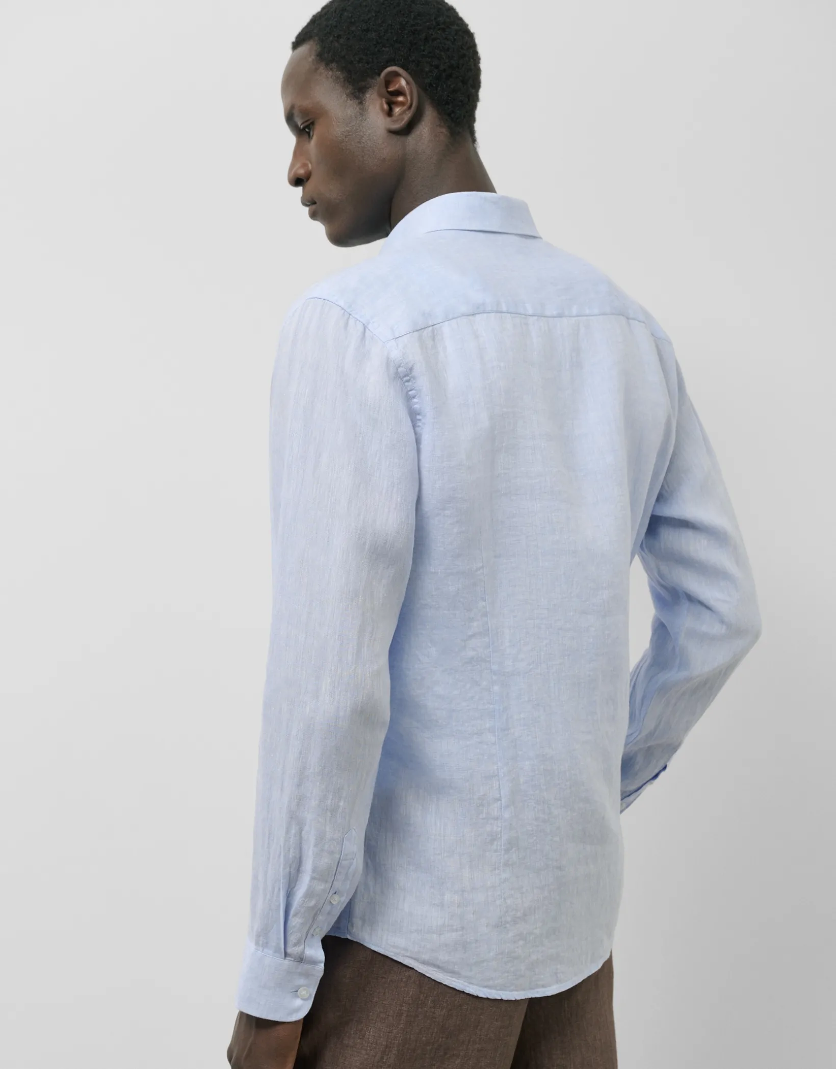 Camisa sport regular lino celeste