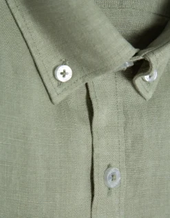Camisa sport regular lino verde caqui
