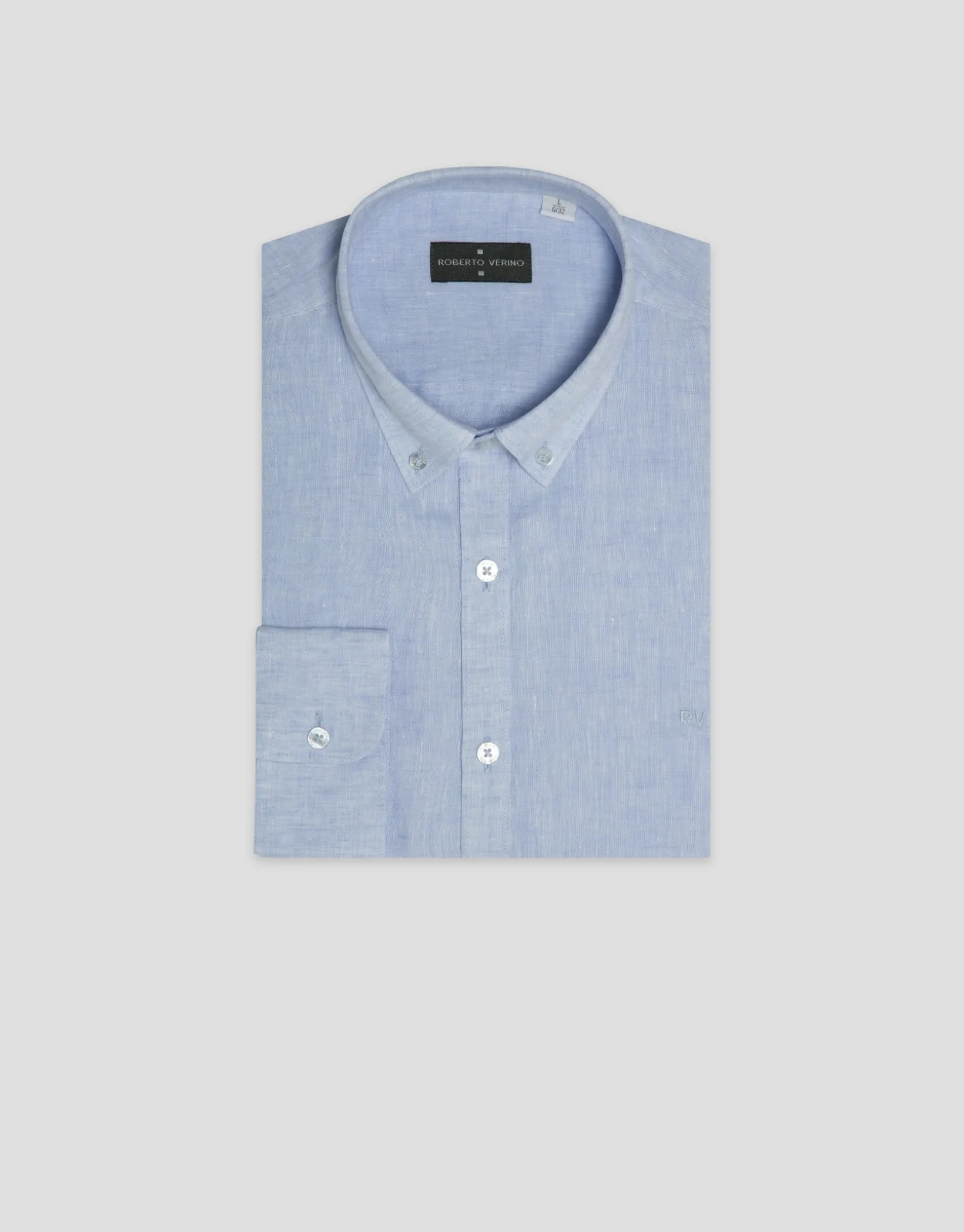 Camisa sport regular lino celeste
