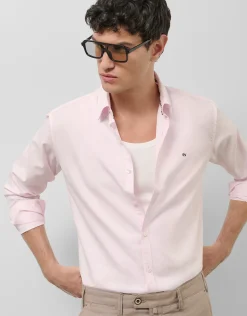Camisa sport regular oxford rosa claro