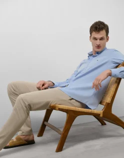 Camisa sport regular oxford celeste