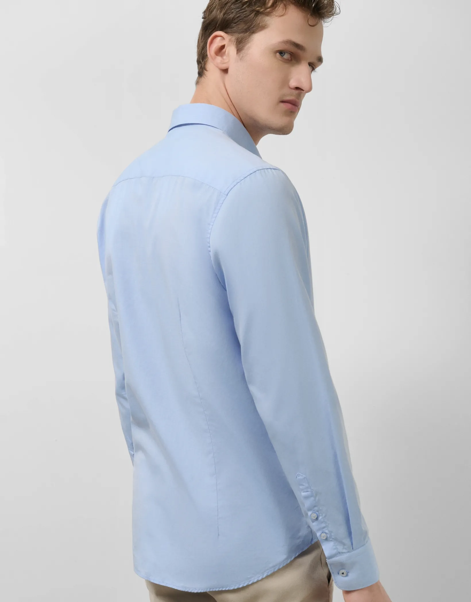 Camisa sport regular oxford celeste