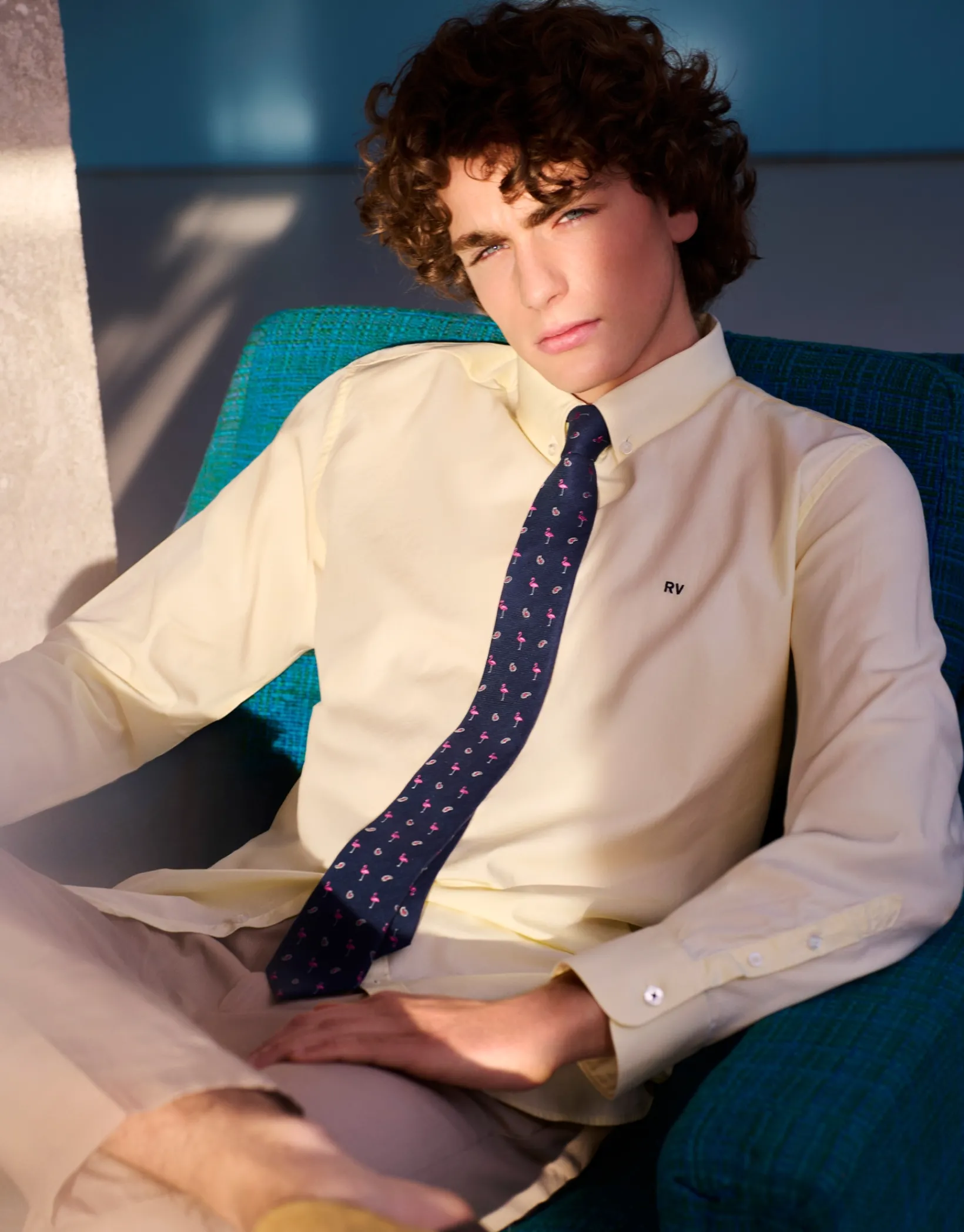 Camisa sport regular oxford amarillo claro
