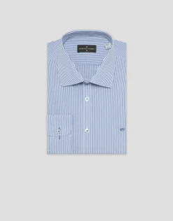 Camisa sport regular raya candela azul medio/blanco