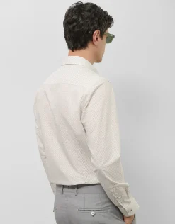 Camisa sport slim blanca estampado flor verde caqui