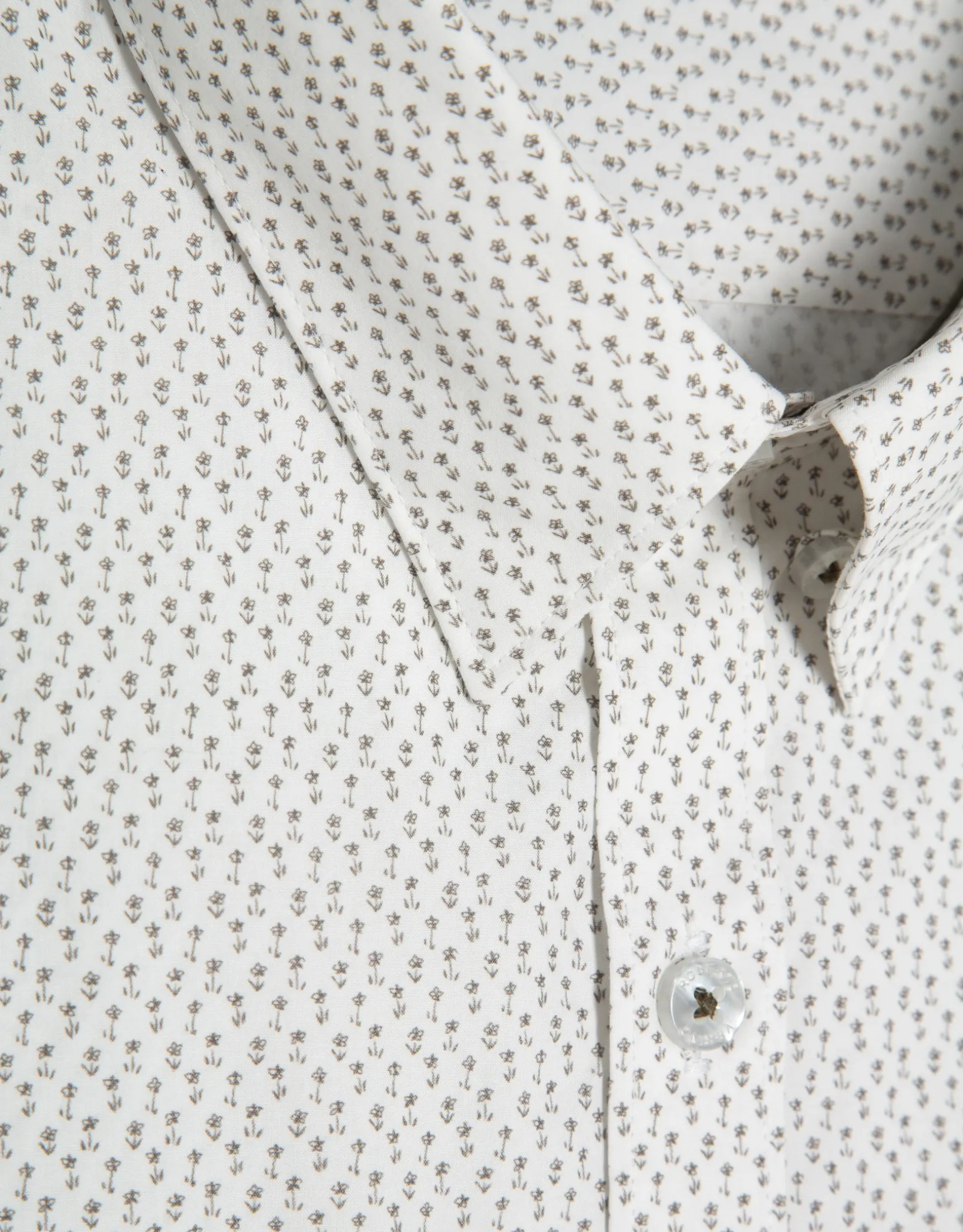 Camisa sport slim blanca estampado flor verde caqui