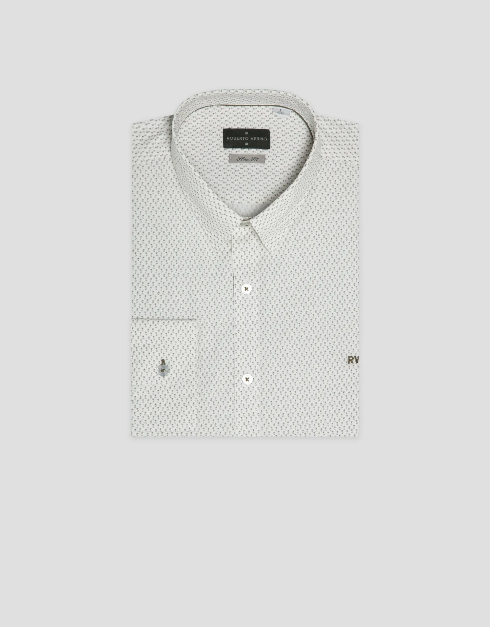Camisa sport slim blanca estampado flor verde caqui
