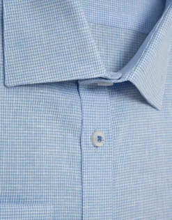 Camisa sport slim fit pata de gallo celeste