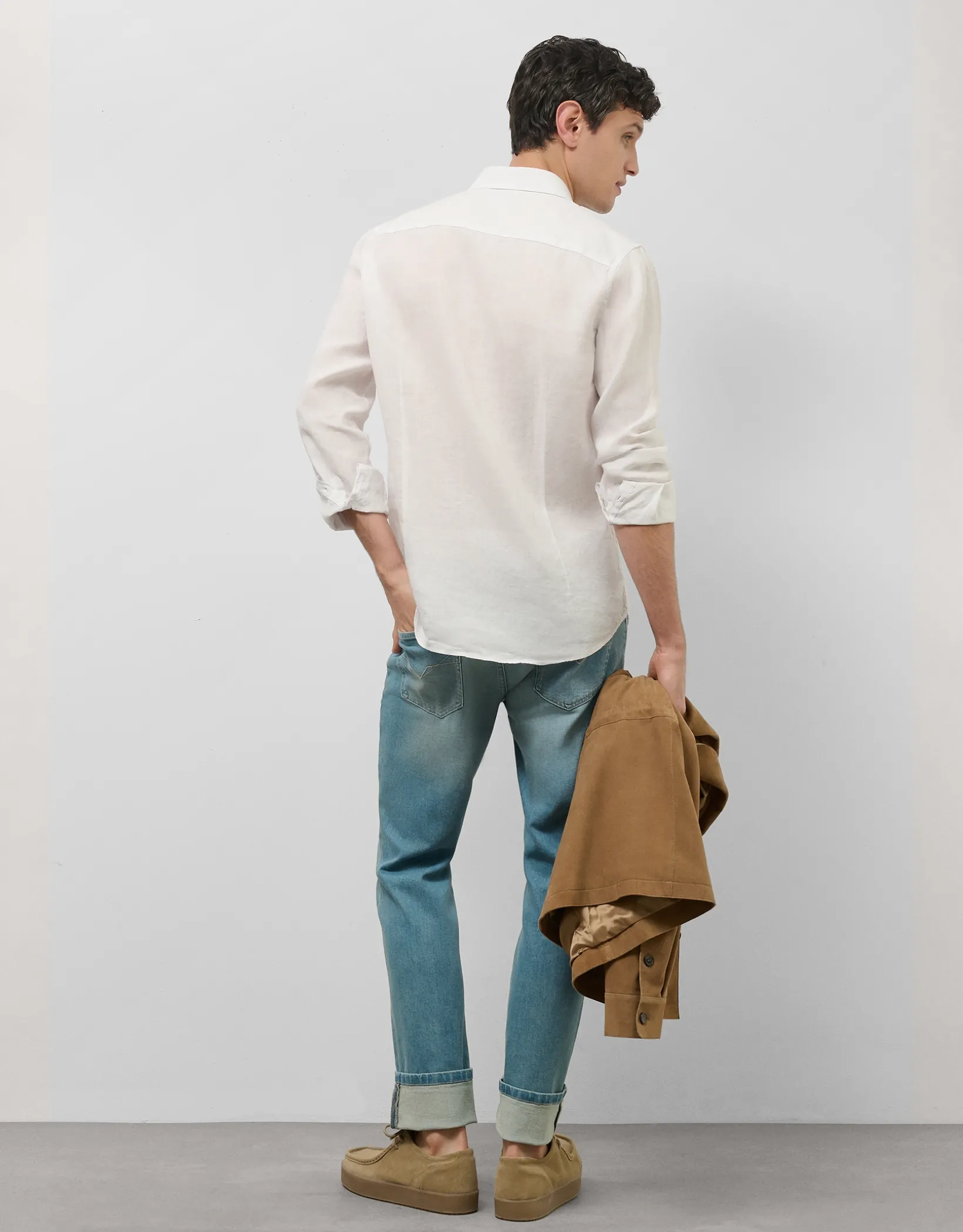 Camisa sport slim lino blanco