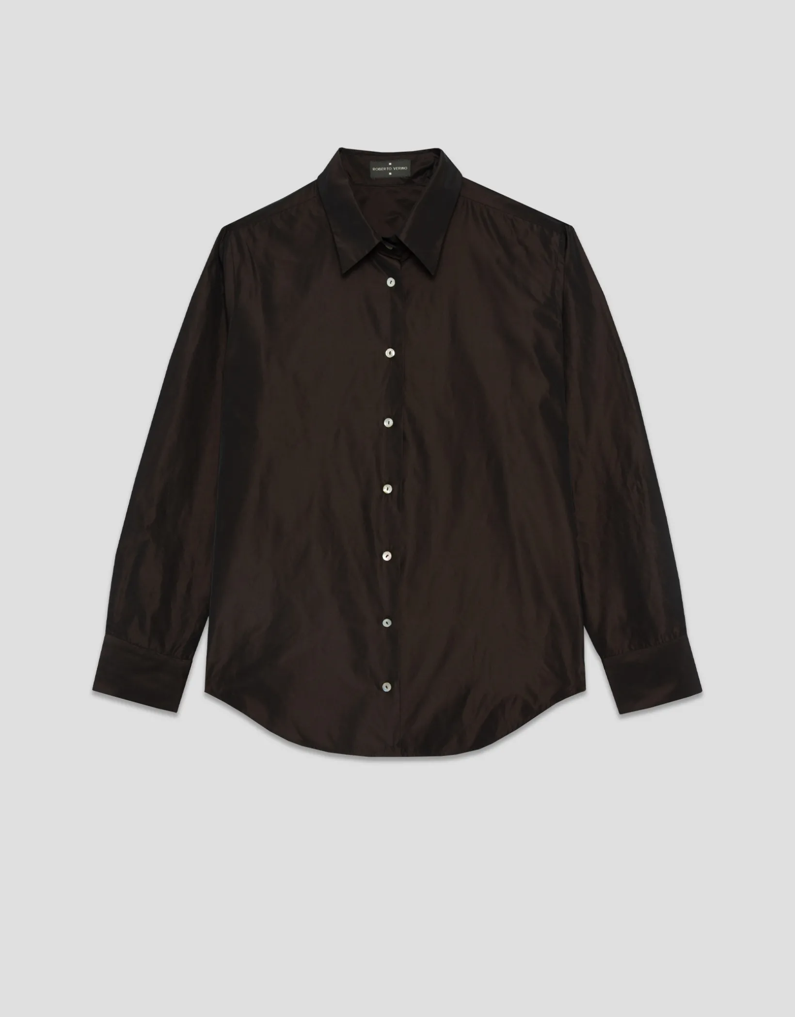 Camisa tafeta marrón oscuro