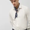 Camisa vestir algodón estructura diamante blanca