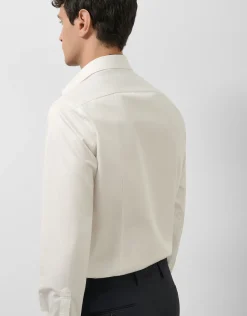 Camisa vestir algodón estructura diamante blanca