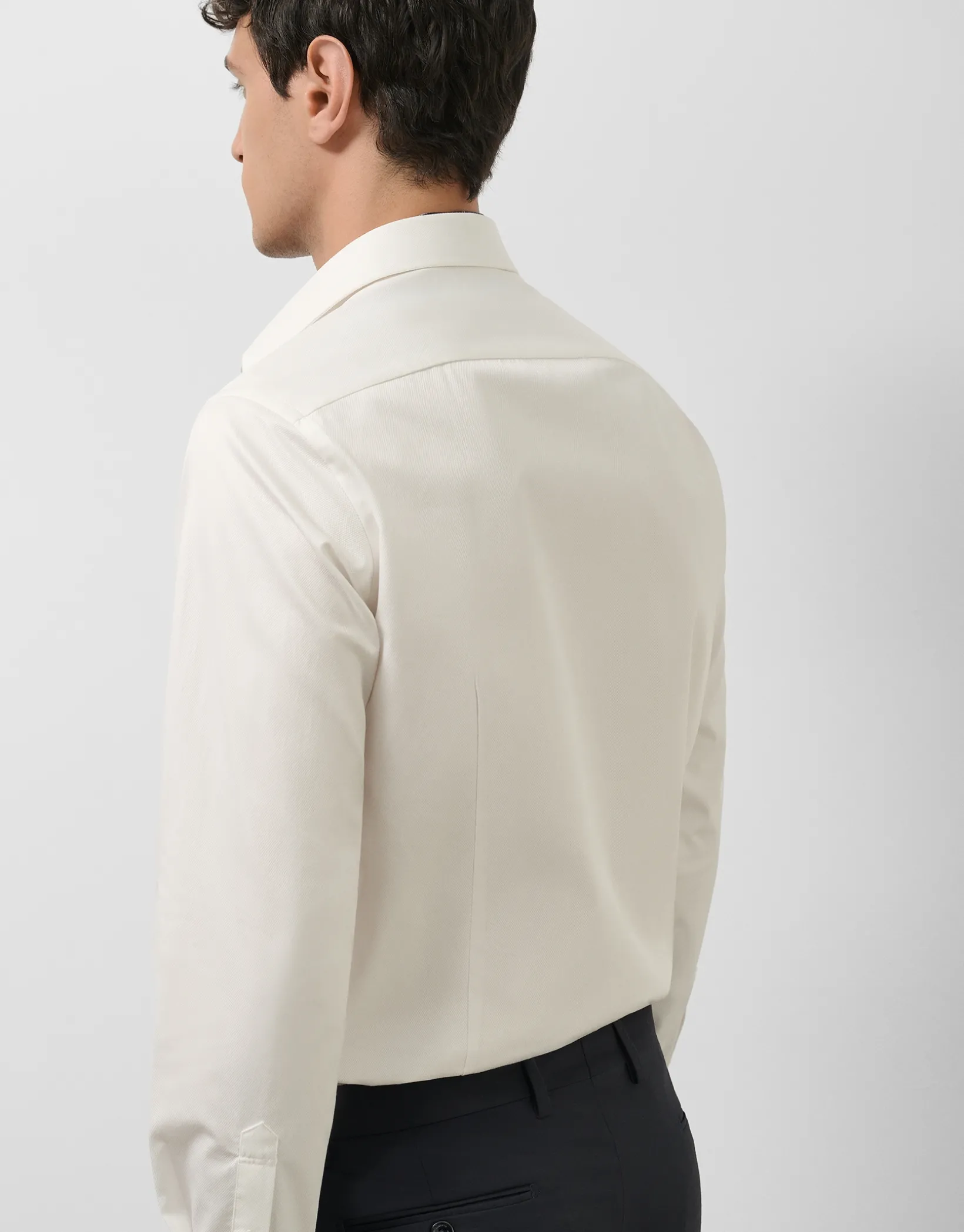 Camisa vestir algodón estructura diamante blanca