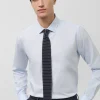 Camisa vestir algodón pata gallo celeste/blanco