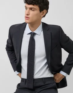 Camisa vestir algodón pata gallo celeste/blanco