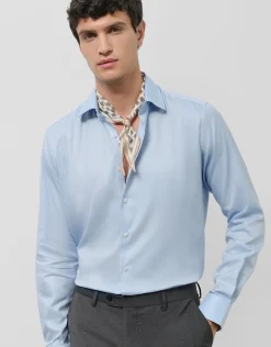 Camisa vestir microestructura celeste