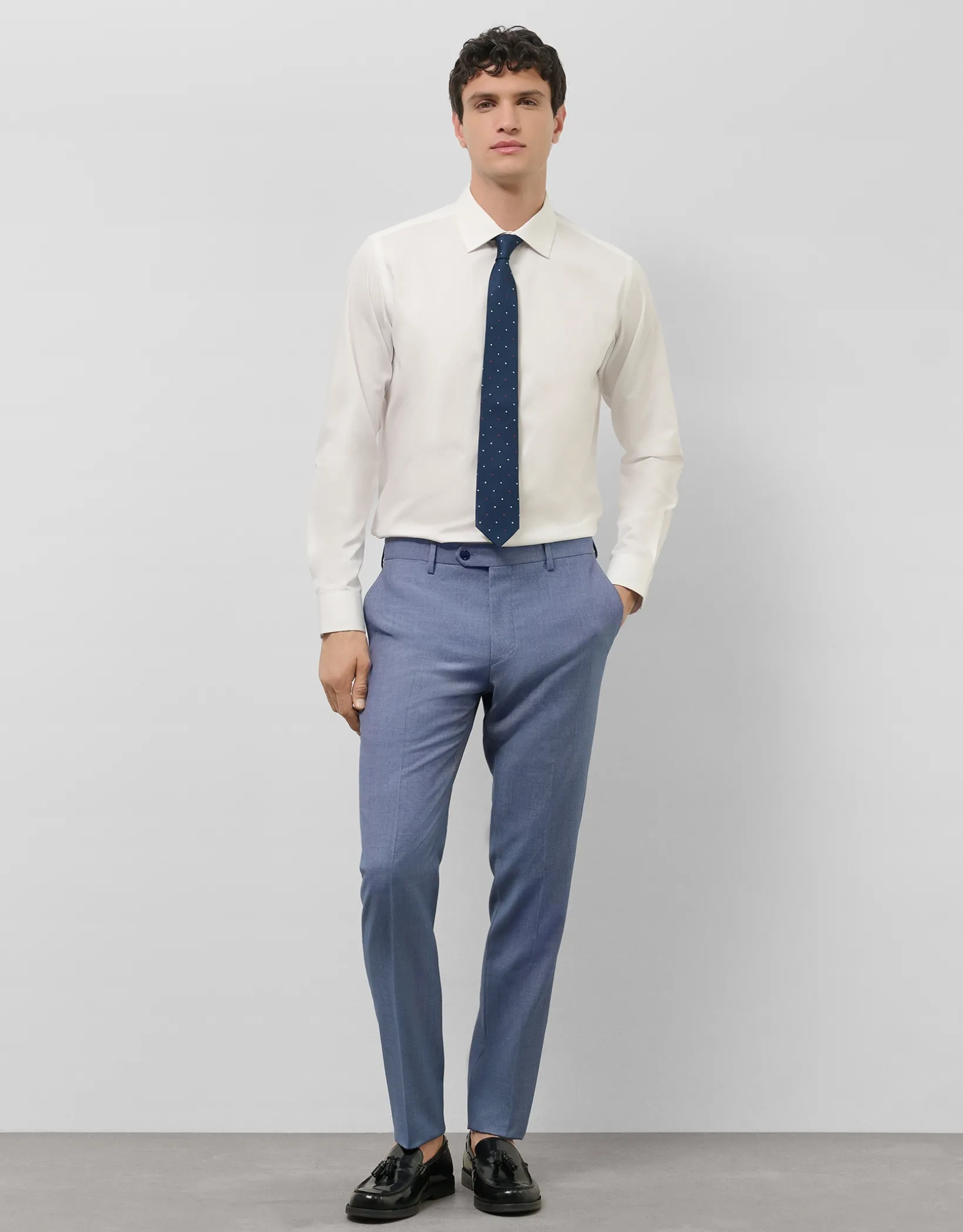 Camisa vestir microestructura blanca