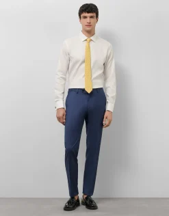 Camisa vestir regular microestructura flor blanca