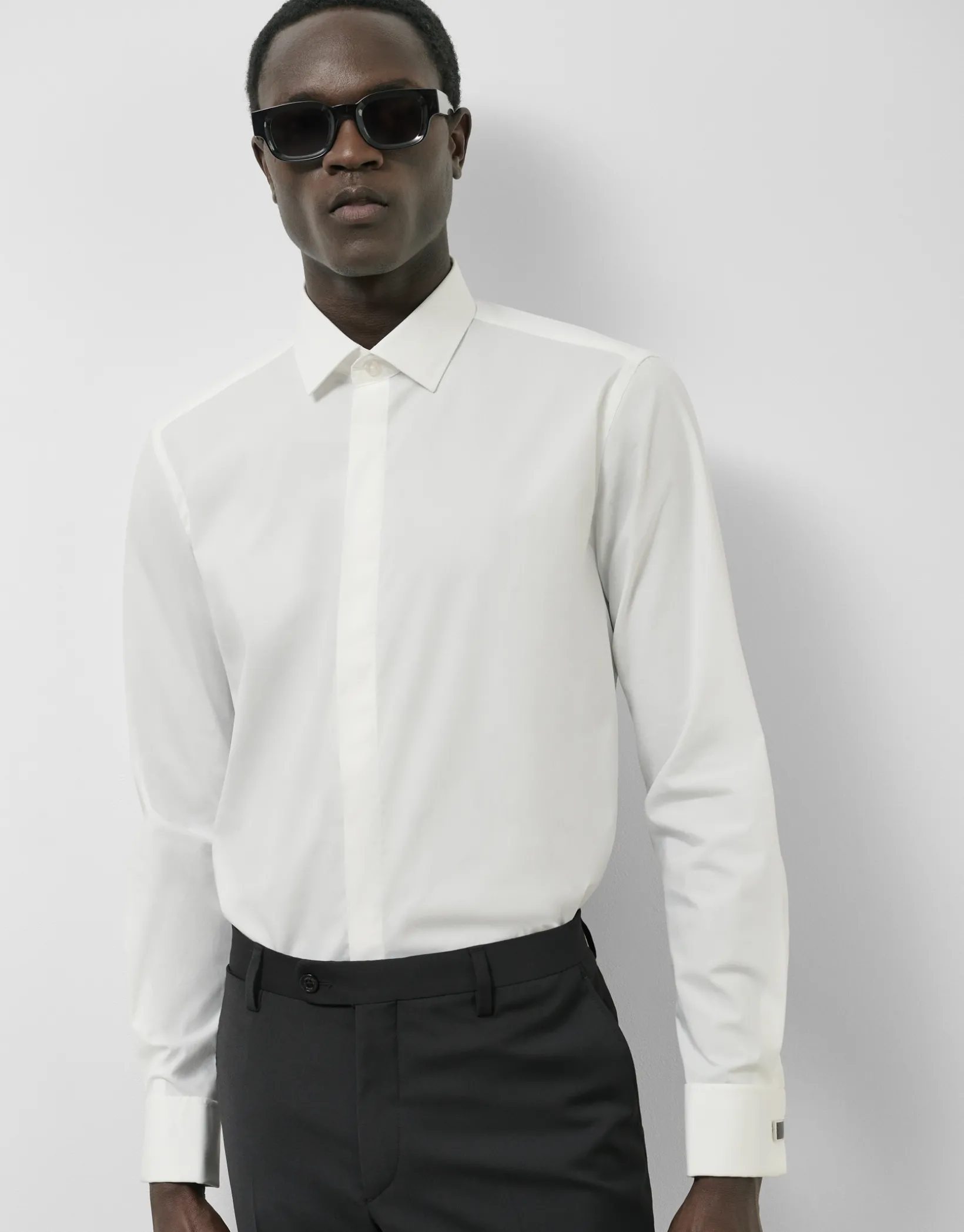 Camisa vestir slim blanca puño gemelo