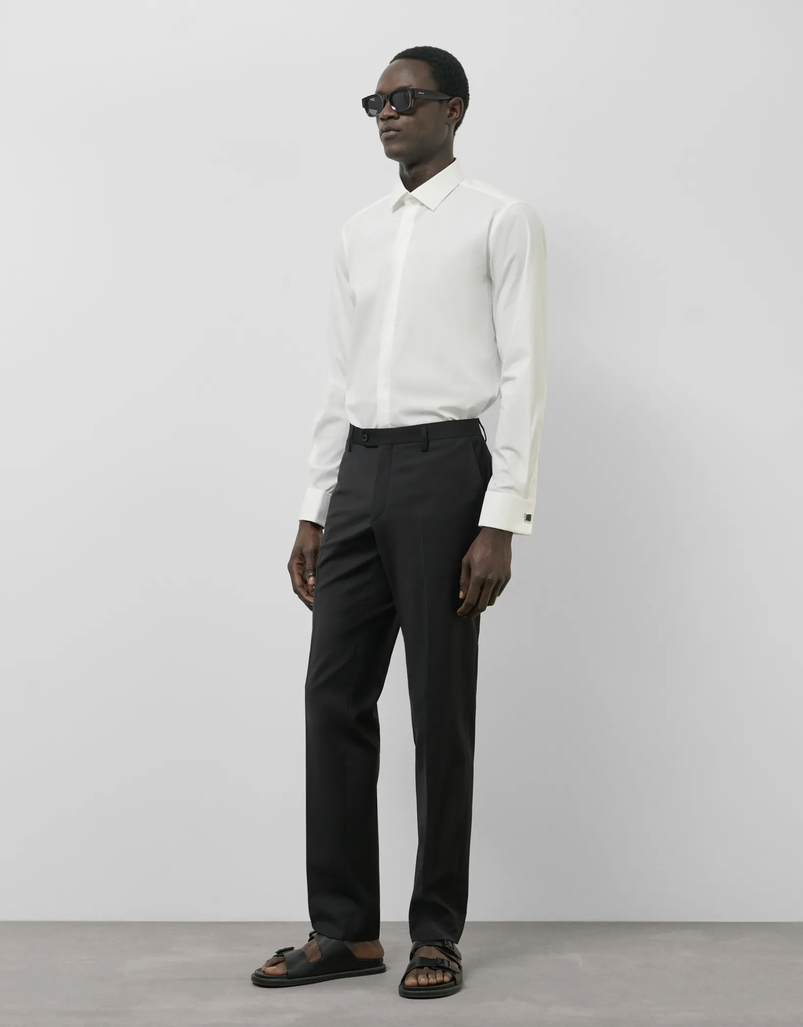 Camisa vestir slim blanca puño gemelo