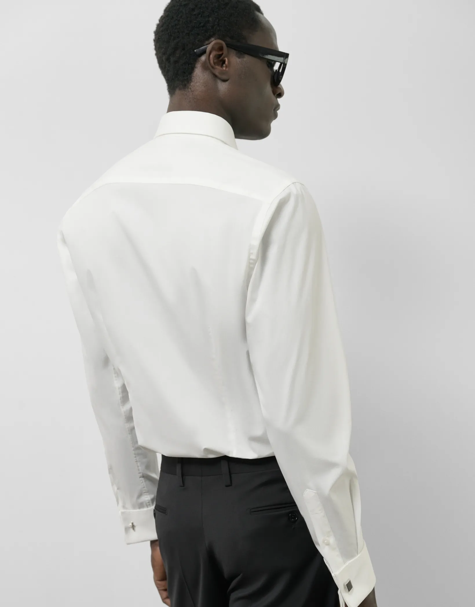 Camisa vestir slim blanca puño gemelo
