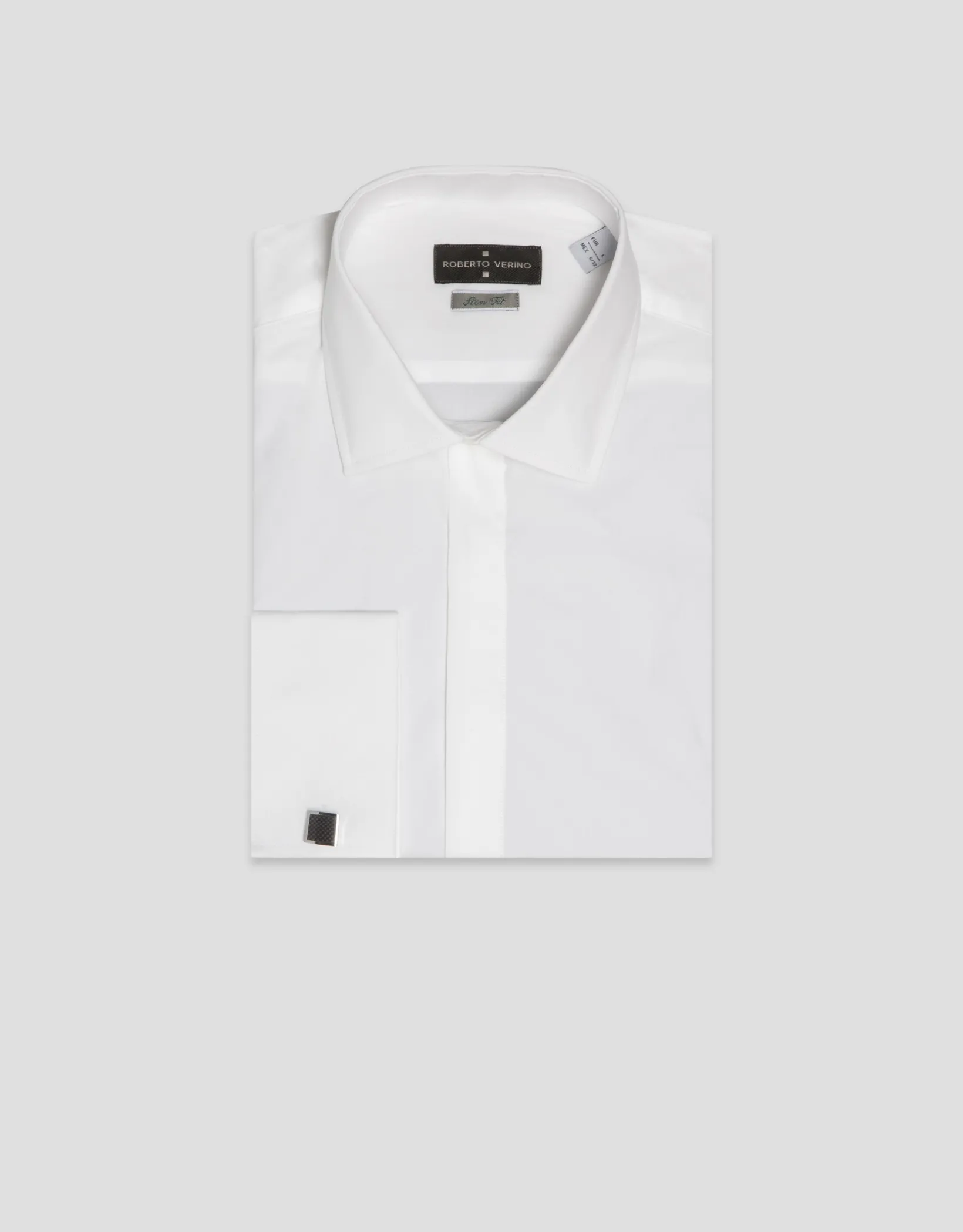 Camisa vestir slim blanca puño gemelo