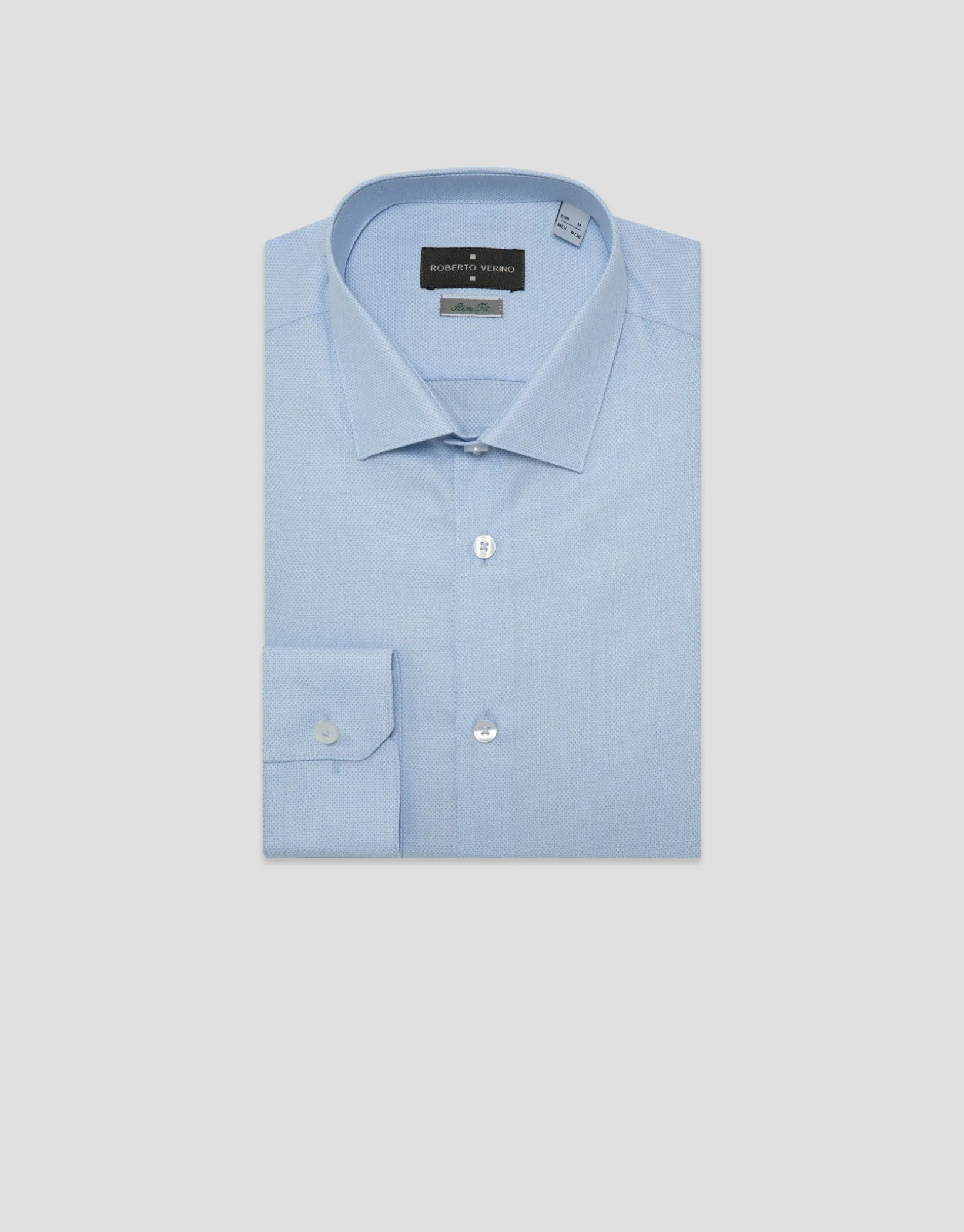 Camisa vestir slim fit microdibujo celeste