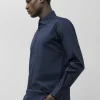 Camisa vestir slim liso marino