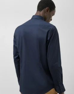 Camisa vestir slim liso marino