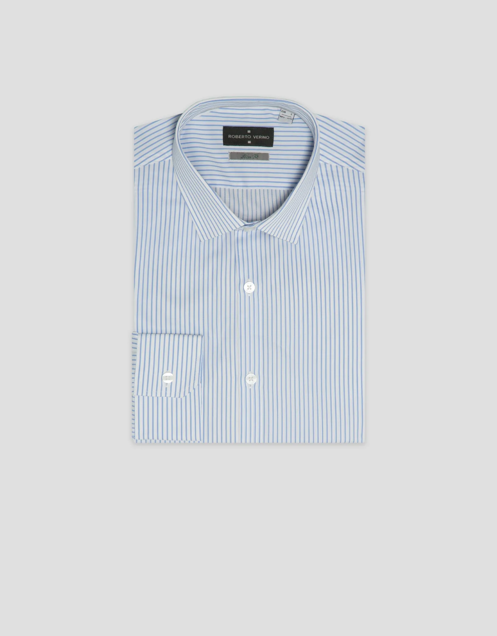 Camisa vestir slim microestructura blanca con rayas celeste