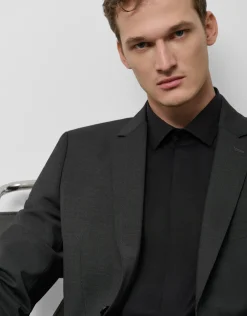 Camisa vestir slim negro puño gemelo