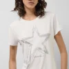 Camiseta algodón blanco con estampado estrella plata