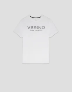 Camiseta algodón blanco con logo gris