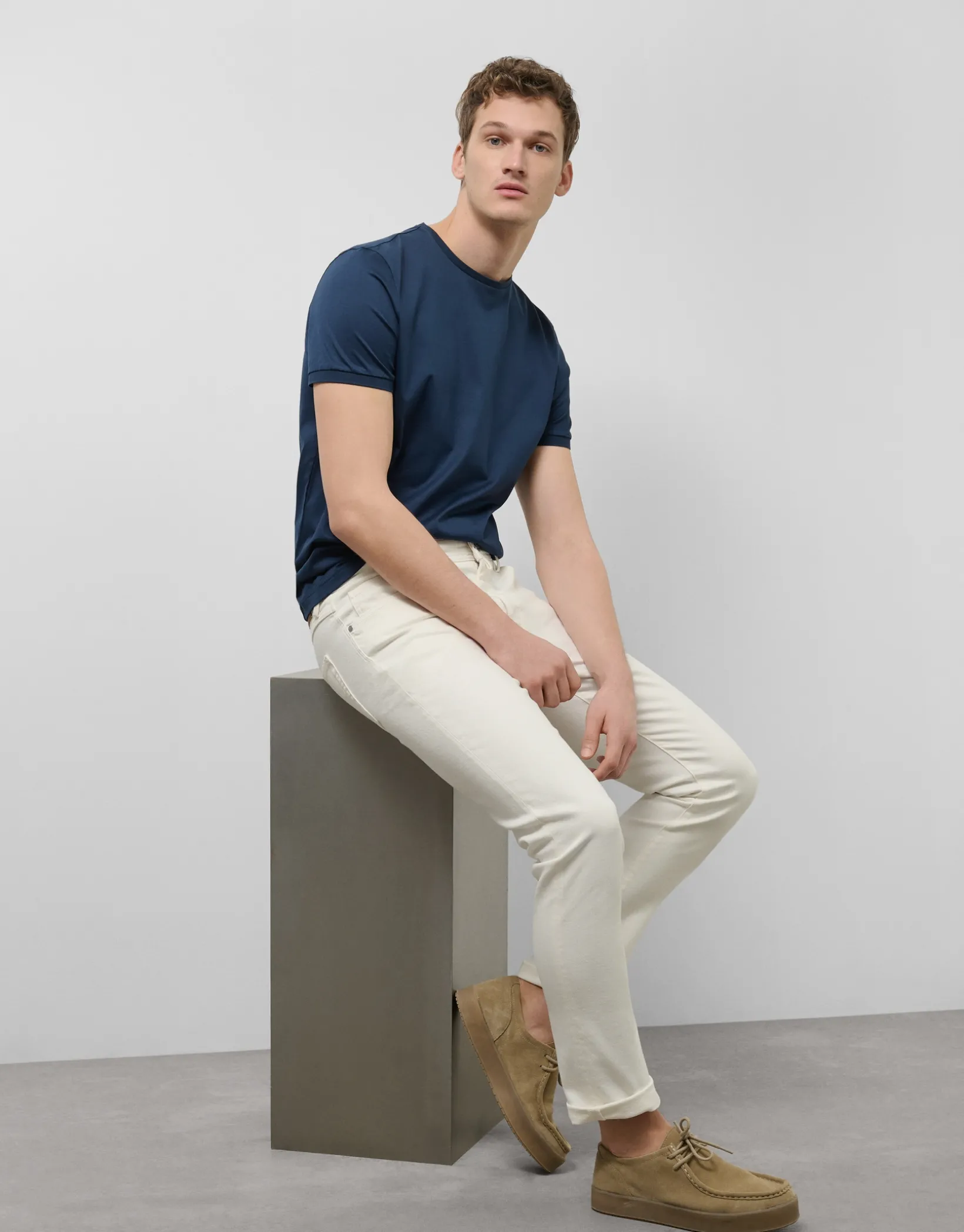 Camiseta algodón mercerizado azul marino