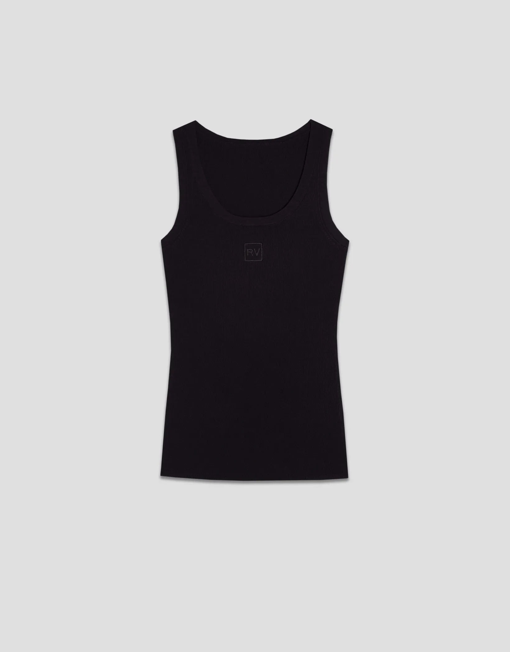 Camiseta canalé negro con logo bordado