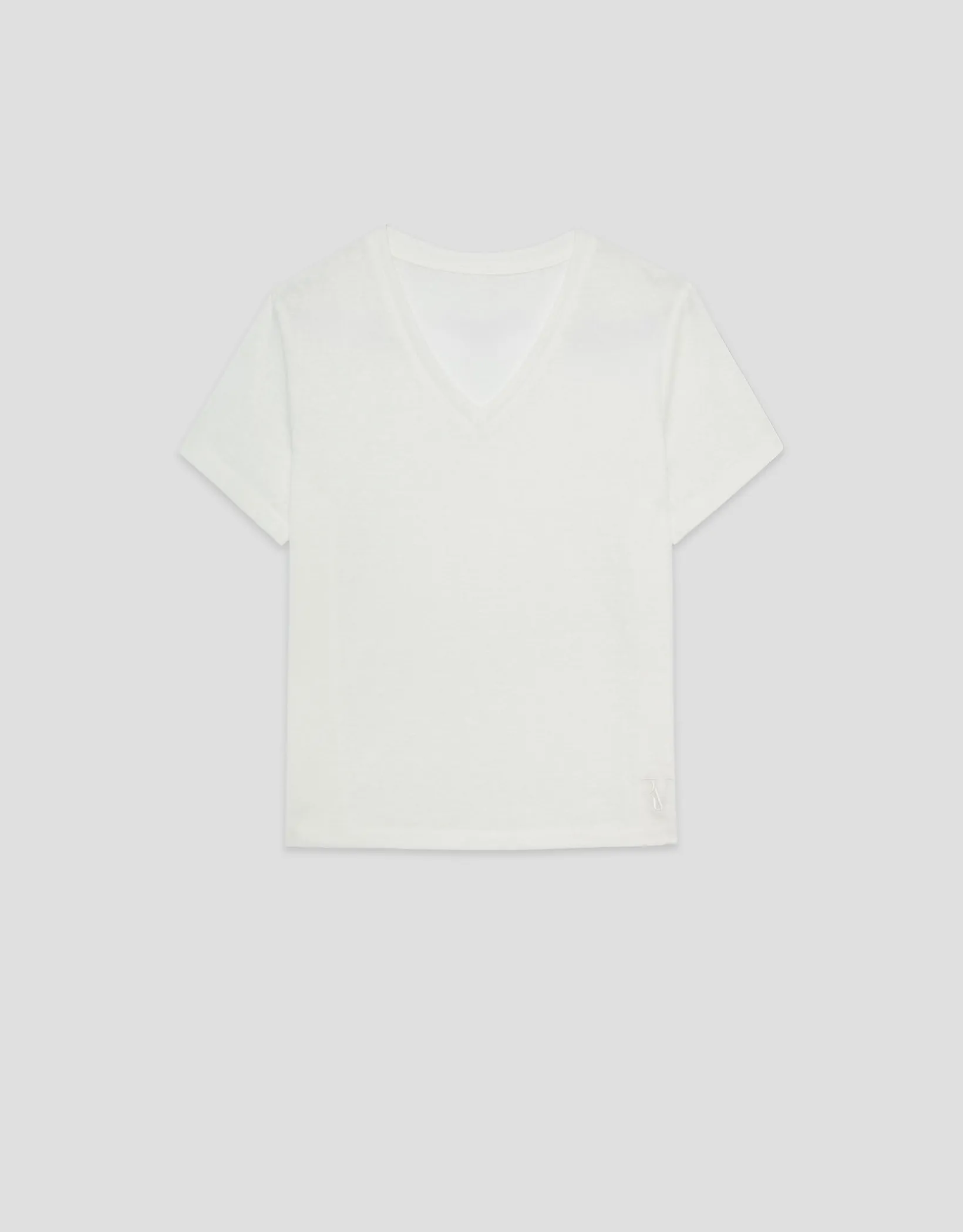 Camiseta cuello pico punto ligero blanco melange