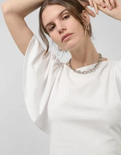 Camiseta manga capa en algodón blanco