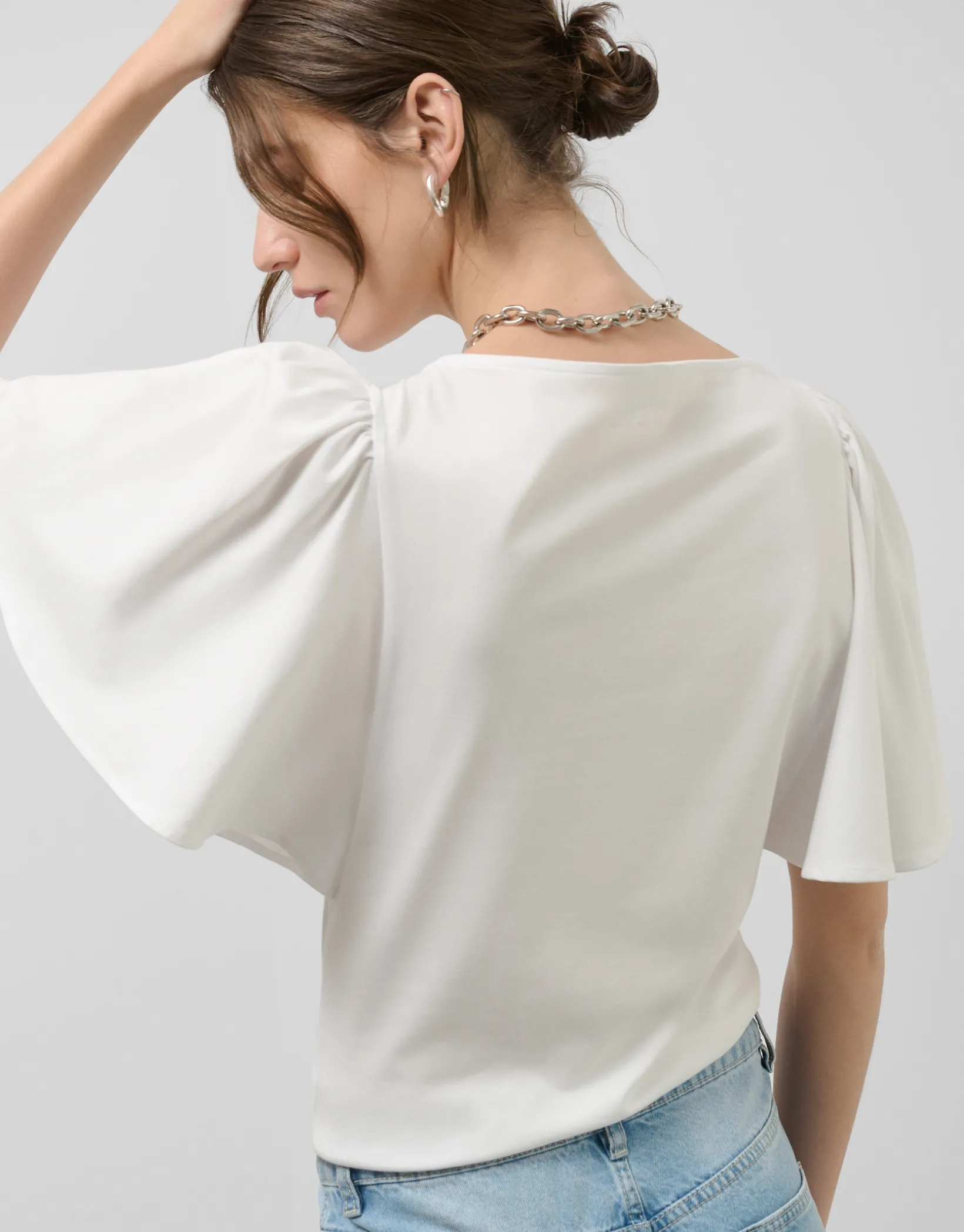Camiseta manga capa en algodón blanco
