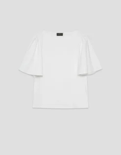 Camiseta manga capa en algodón blanco