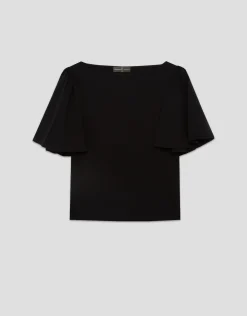 Camiseta manga capa en algodón negro