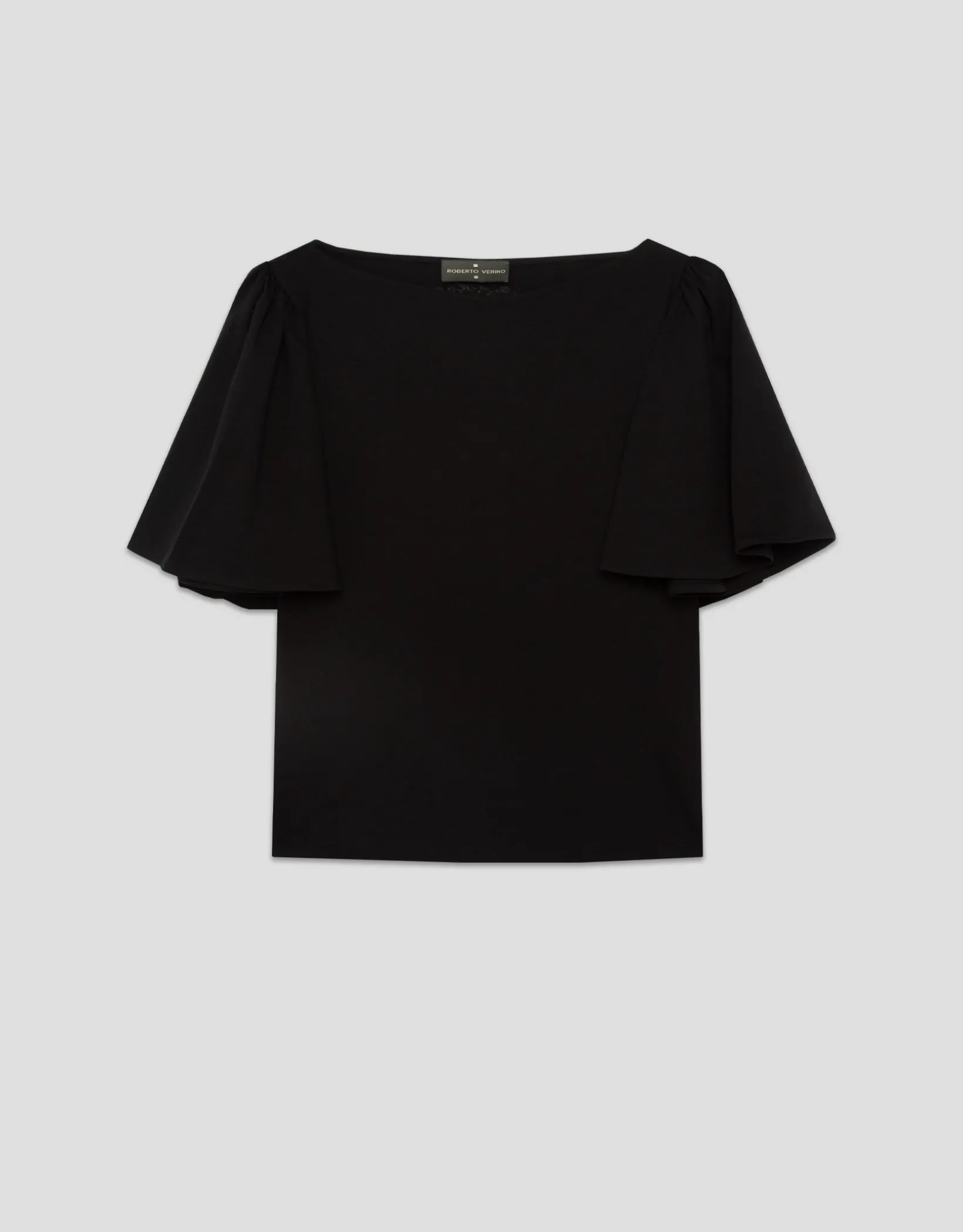 Camiseta manga capa en algodón negro