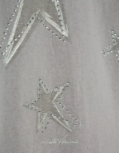Camiseta punto ligero estampado estrellas plata