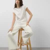 Camiseta sin mangas oversize blanca con bordado en delantero
