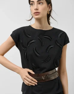 Camiseta sin mangas oversize negra con bordado en delantero