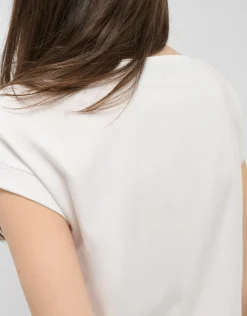 Camiseta sin mangas oversize blanca con bordado en delantero