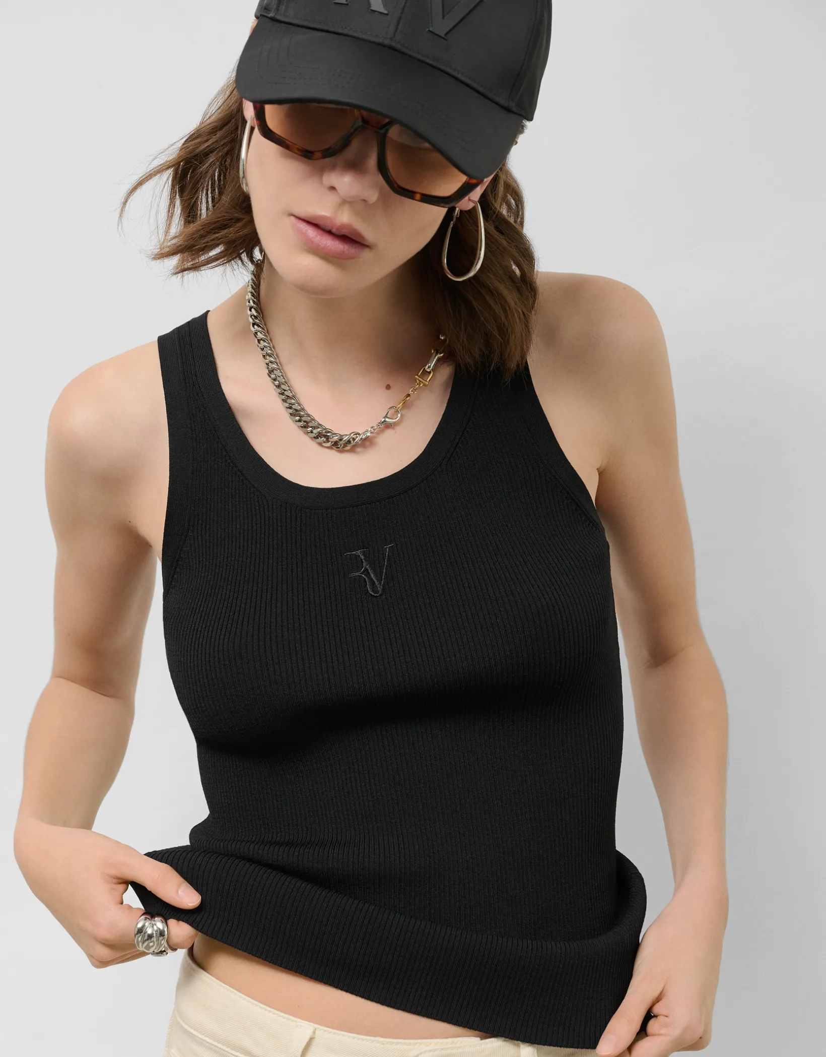 Camiseta sisas punto tricotado negro