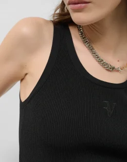 Camiseta sisas punto tricotado negro