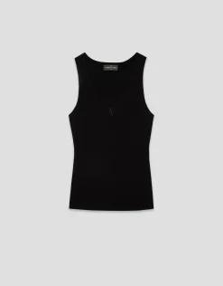 Camiseta sisas punto tricotado negro